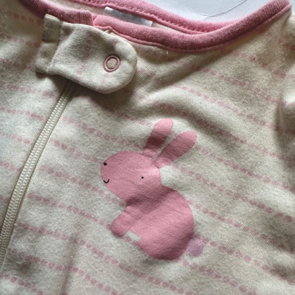 Baby Girl Sleeper Pajamas Size 3-6M Organic Cotton Bunny Stripes
